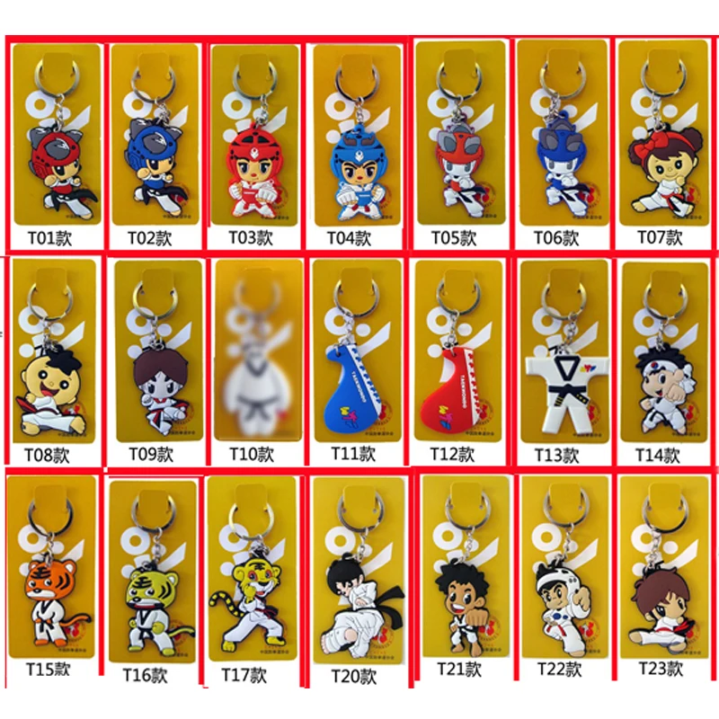 50pcs/lot) wholesale keychains taekwondo supplies cartoon sport gifts for kids