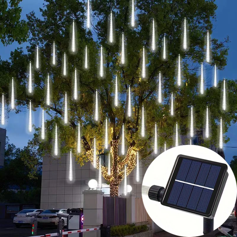 50cm Solar Meteor Shower Rain Light LED 8Tubes String Lights Decor Wedding Garden Street Outdoor Holiday Christmas Fairy Lights