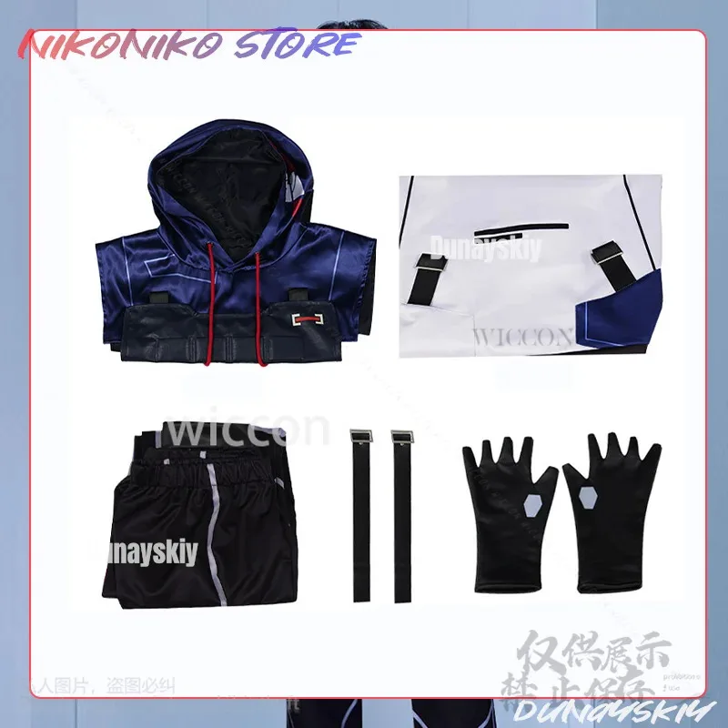 2020 ISO تأثيري لعبة Valorant أنيمي زي فاسق وسيم سترة معطف هوديس السراويل شعر مستعار أسود Cutecore الدعائم هالوين تأثيري #3