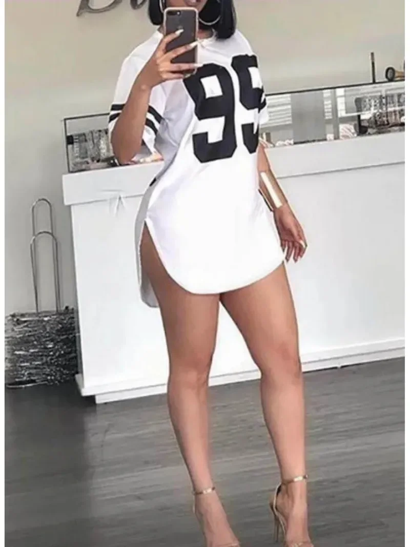 بلايز نسائية عالية الجودة للربيع/الصيف خطابات فضفاضة س الرقبة قصيرة الأكمام أزياء السيدات بلايز تي شيرت اللباس #2