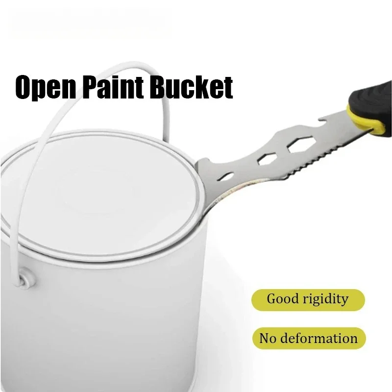 1PCS 15 in 1 Stainless Steel Cement Shovel with Hammer Head Soft Handle Paint Scraper for Wallpaper Grout Multi-Function Tool