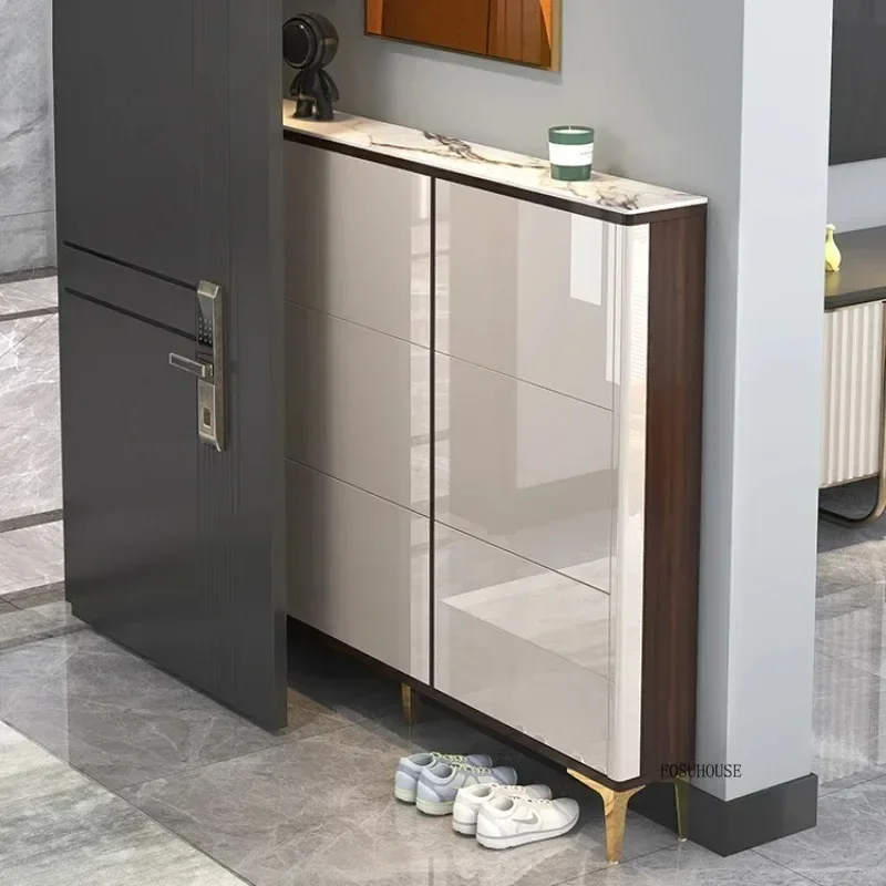 

Shoe Rack with Folding Shoe Changing Stool Luxury Home Furniture Storage Entrance Ultra-thin Hallway Shoe Cabinets Shelf g