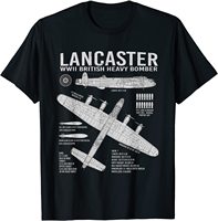 RAF Lancaster Bomber British Aircraft War Plane Blueprint T-Shirt Short Sleeve Casual Cotton O-Neck  Harajuku Shirt