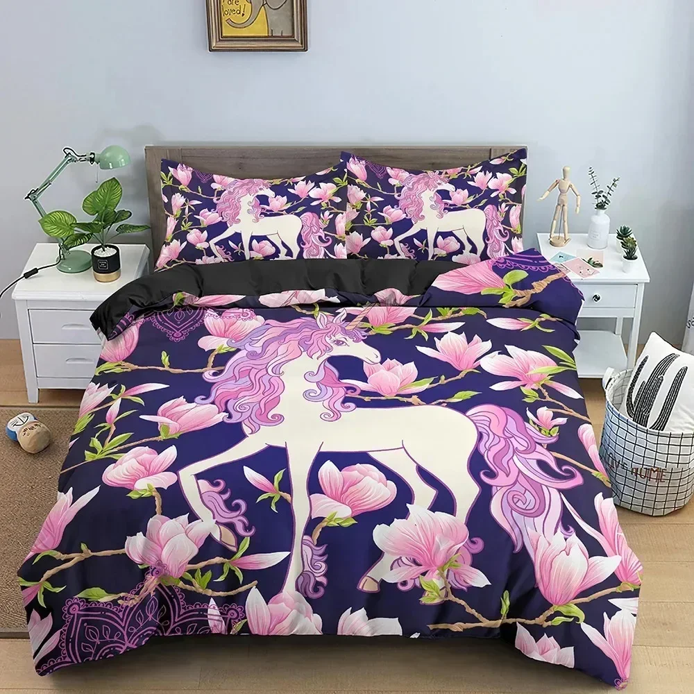 

Unicorn Bedding Set Duvet Cover Sheet Printed Bed Set Pillowcase Bed Full Queen King Size Comforter Bedroom