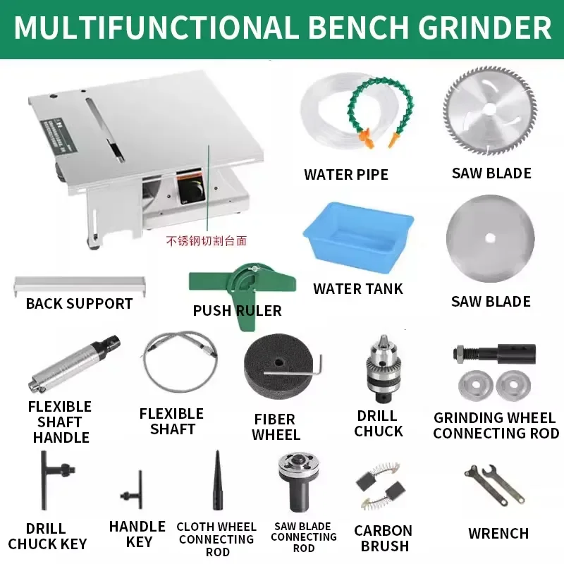 Multifunction Table Saw 1950W Stone Polisher Grinder Jade Woodworking Engraving Cutting Machine Water Circulation Workbench