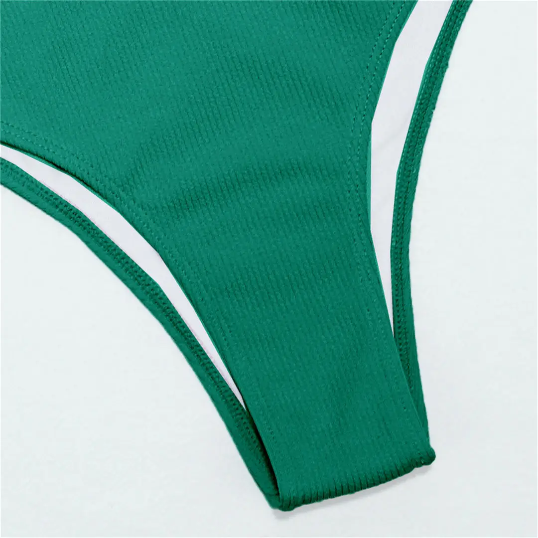 S - XL Sexy Damen-Badeanzug, High-Waist-Bikini, zweiteiliger Bikini-Set, gerippter Badeanzug, Damen-Badebekleidung V2375 – Detail 23