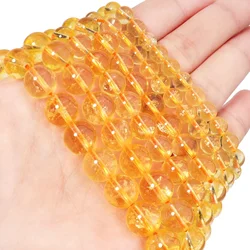 Natural Citrine Crystal Round Loose Spacer Beads For Jewelry Making DIY Bracelet Necklace Accessories Wholesale 4/6/8/10/12mm