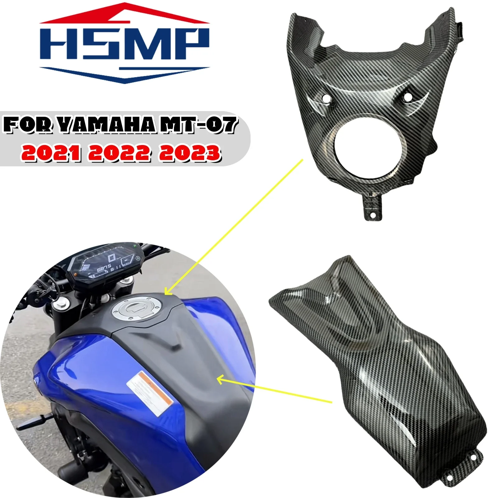 for Yamaha MT-07 mt 07 2021 2022 2023 motorcycle fairing accessories fuel tank rear center panel ABS body decoration kit 21-23