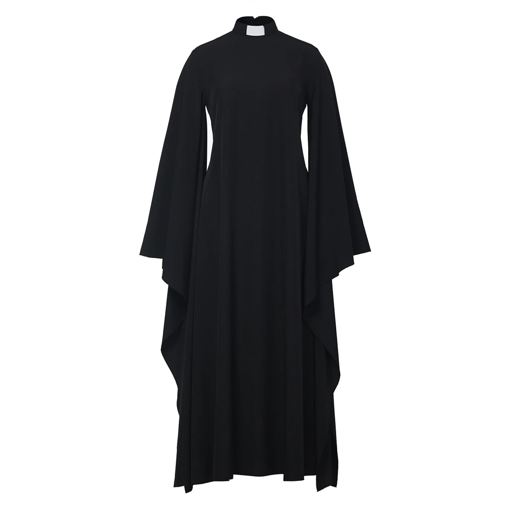 Women Church Dress with Tab Collar Priest Pastor Robes Choir Minister Clergy Pulpit Liturgical Costume Outfit