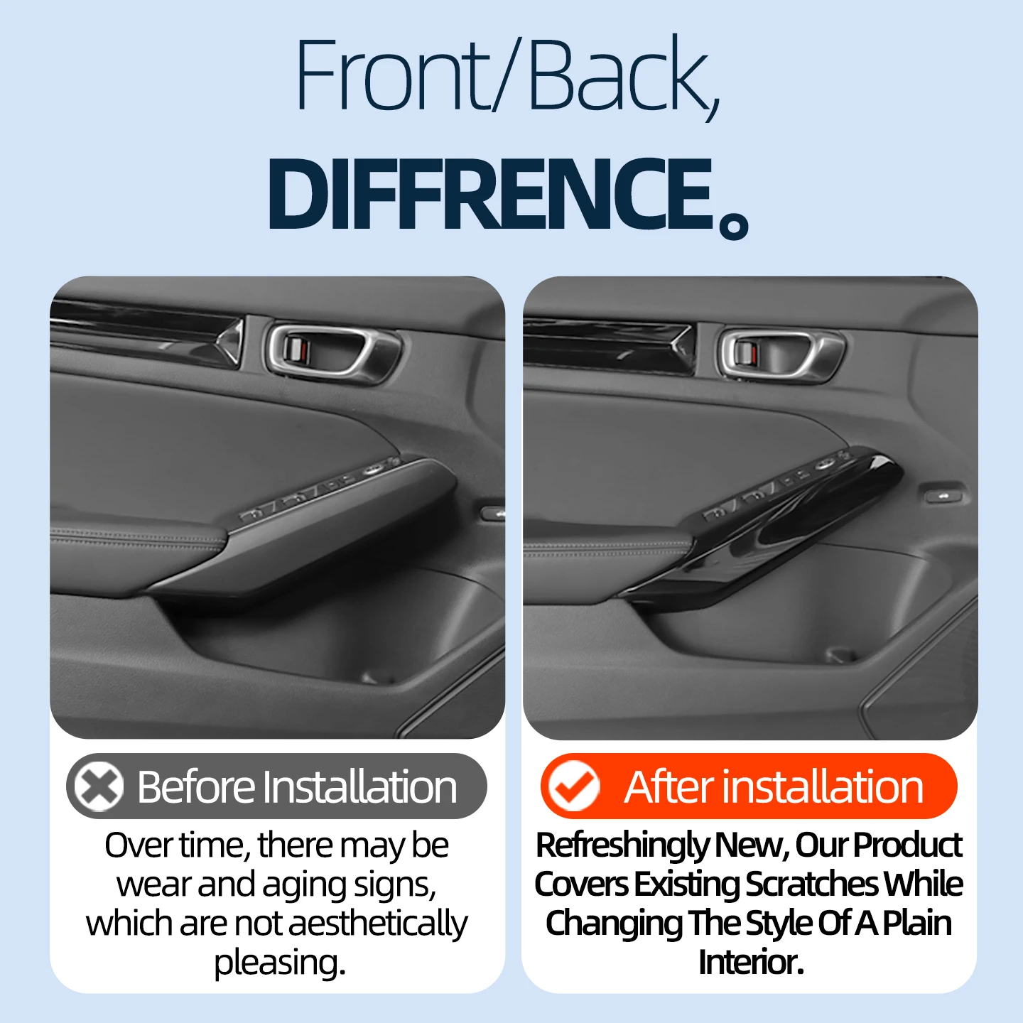 For HONDA 2022-2025 11 th Gen CIVIC Sedan Hybrid Si Type R Decorative sticker on the side of the door armrest panel accessories