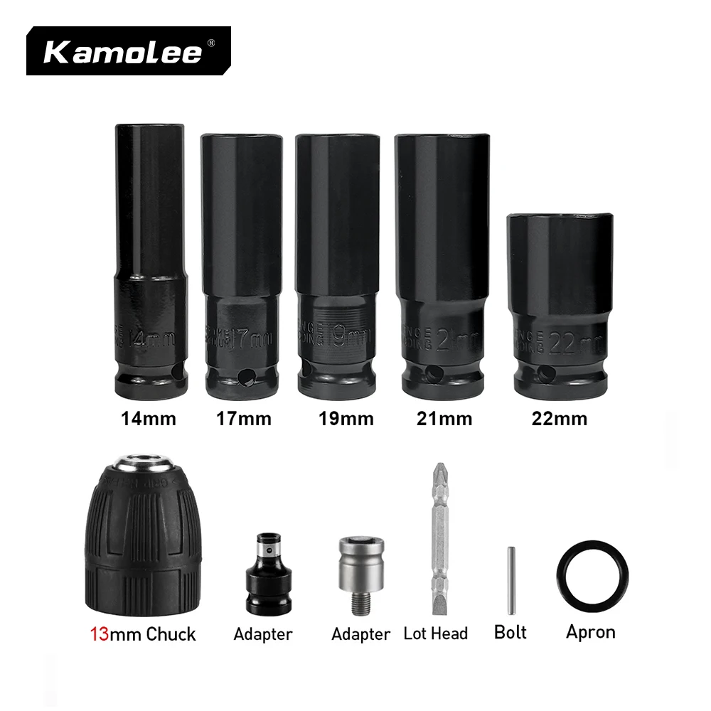 

【floor price】Kamolee 1/2 Inch Impact Wrench Socket Set Hexagonal Square Impact Of Sockets 14/17/19/21/22MM
