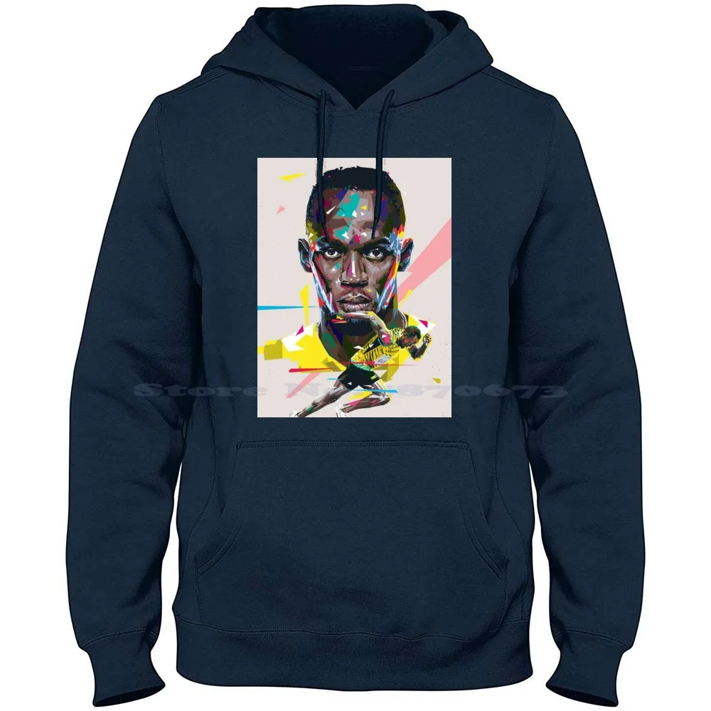 Usain Bolt Art 100% Cotton Hoodie T Shirt Wallpaper Usain Bolt