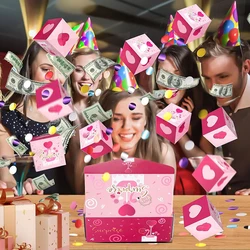 12pcs Folding Bounce Gifts Box Surprise Jumping Bounce Box Explosions Red Envelope Creative Folding Carton Gift Box For Birthday