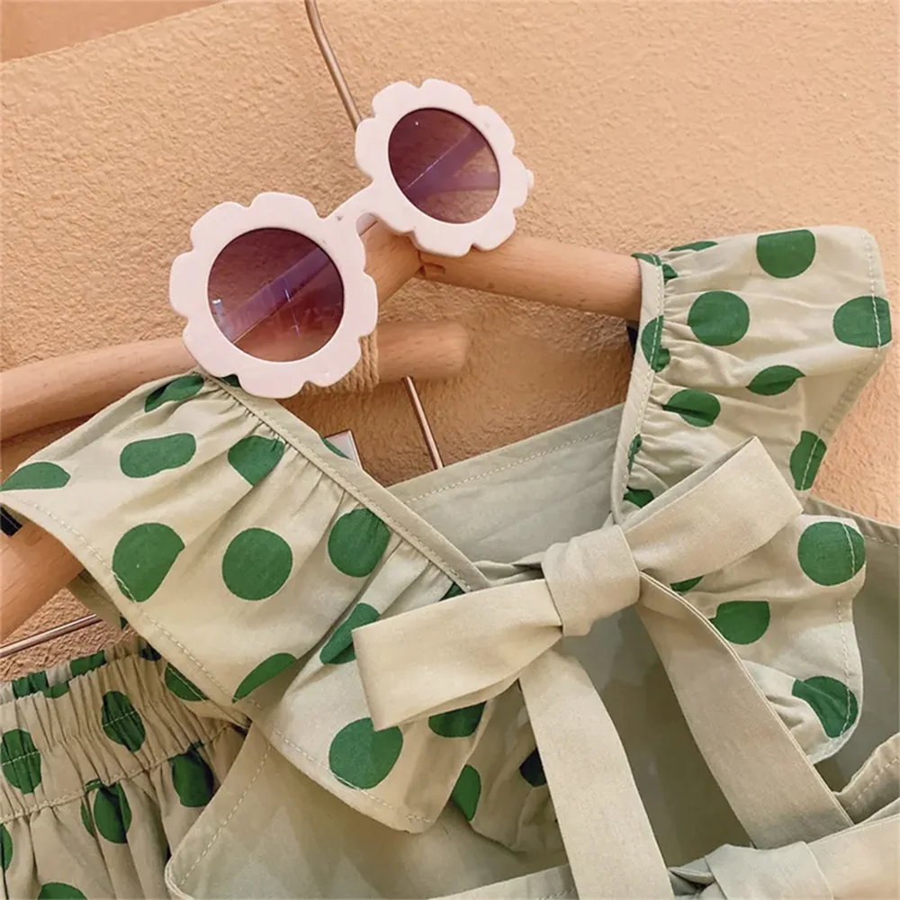 Bear Leader Girls Summer Sleeveless Suit 2026 New Summer Girls Fashion Korean Version of The Cute Polka Dot Girls Two-piece Suit