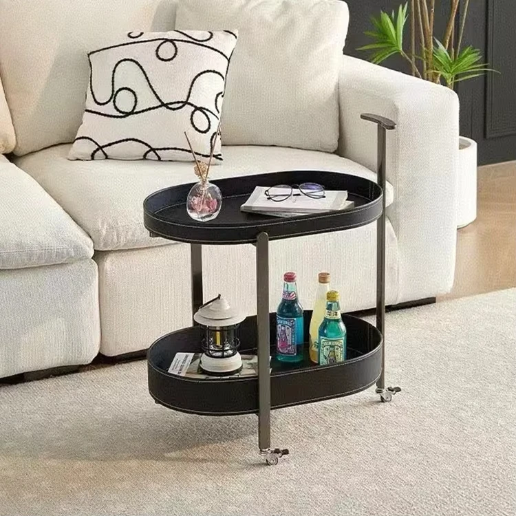 أثاث منزلي متعدد الوظائف عربة جلدية طاولة جانبية زاوية طاولة قهوة حديثة فاخرة لغرفة المعيشة