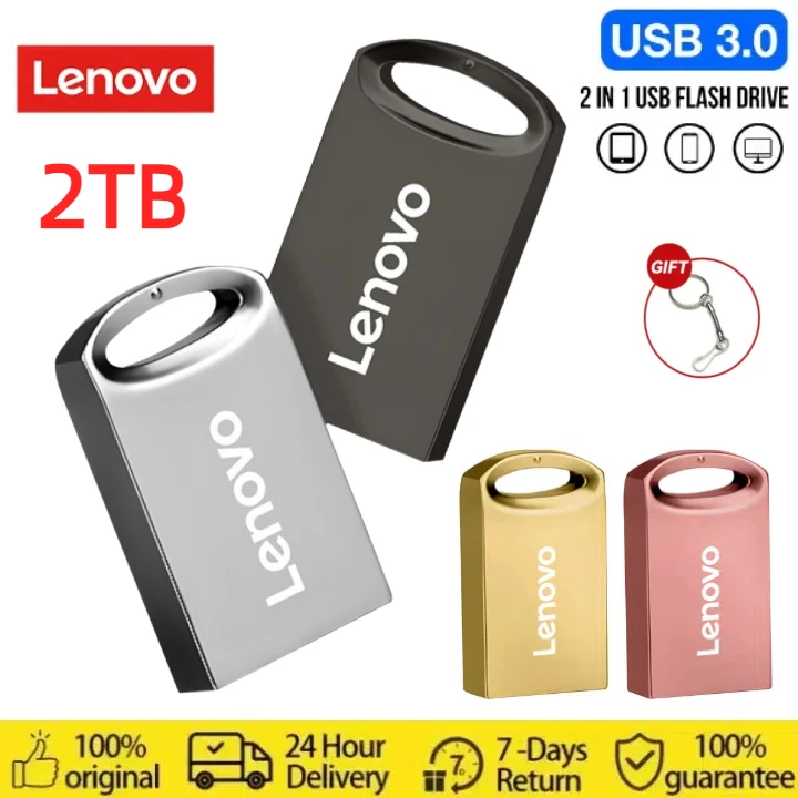 Lenovo 2TB Pamięć 1TB USB 3.0 Pendrive Dysk twardy Metalowy mini klucz Szybki pendrive USB do laptopa PC Musie