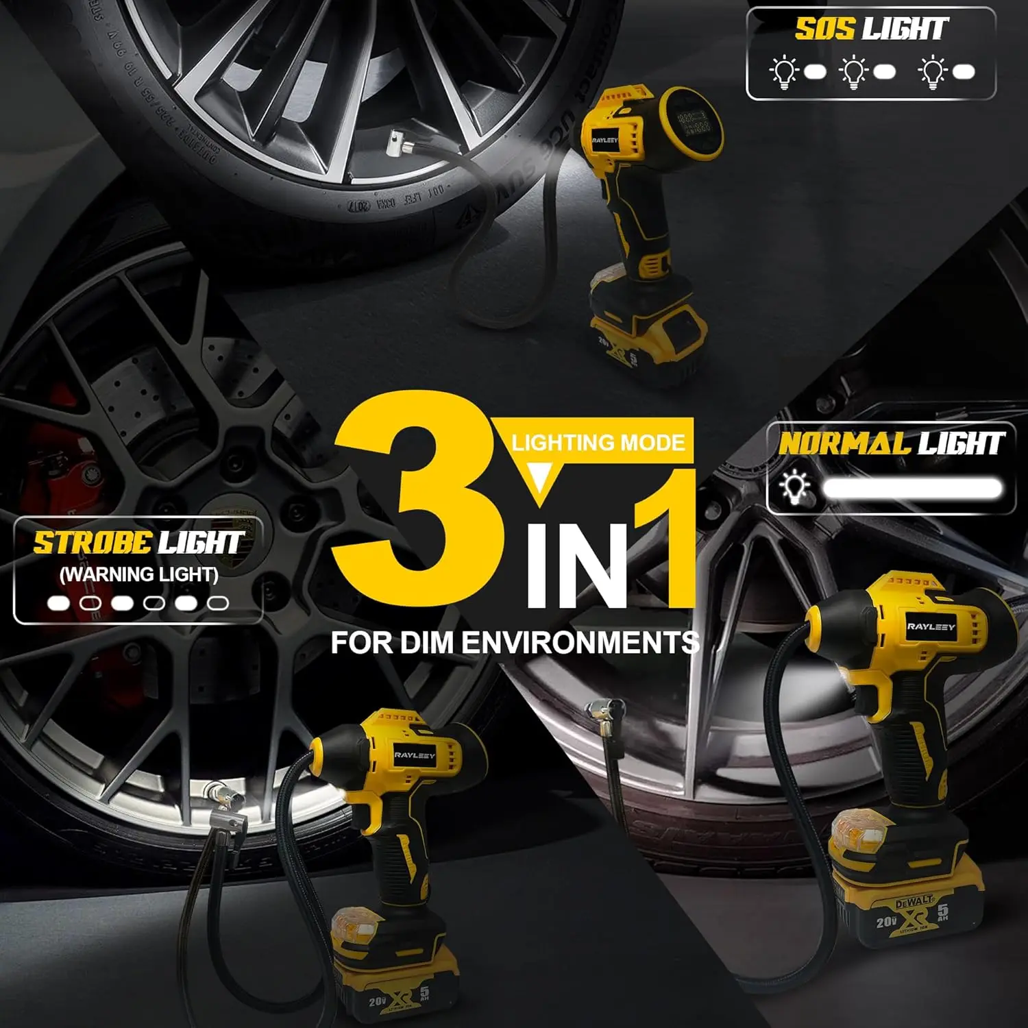 Portable 160PSI Air Inflator for MAX 20V Battery, Auto-Shut Off, Fast Inflation Tool for Car, Motorcycle, Bike, Ball