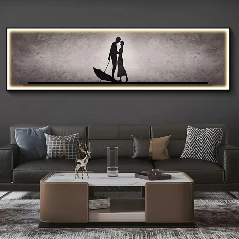 Modern Bedroom Bedside Mural Master Bedroom Figure Art Hanging Painting Living Room Luxury Simple Luminous Decoration Painting