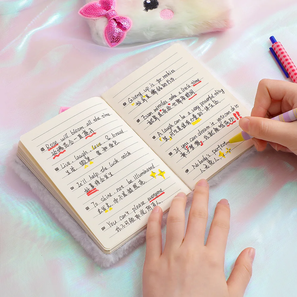 Cartoon Cat Small Diary Book Girl Cute Plush Note Book Student Hand Ledger Birthday Gift Notebook Girl