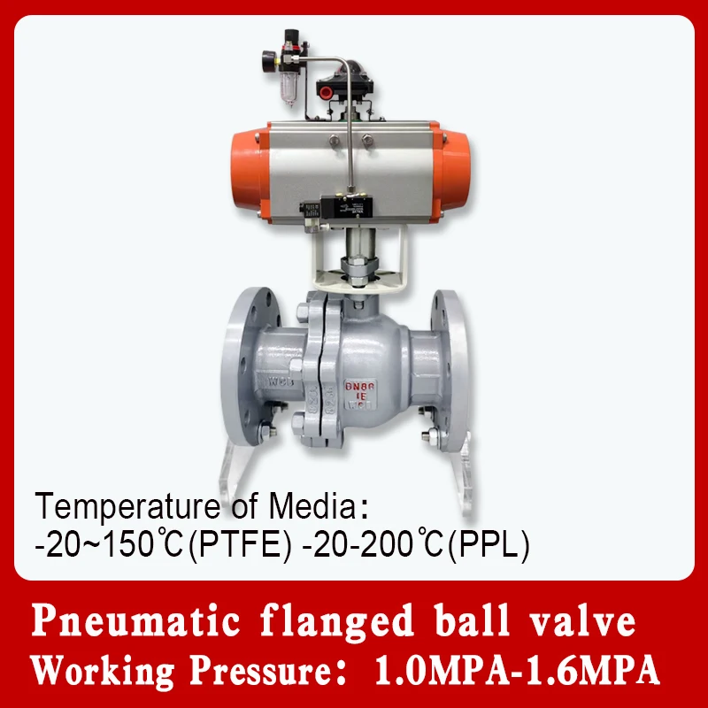 DN15 20 25 32 pneumatic flange ball valve Q641F-16P normally open and normally closed with solenoid valve limit switch filter