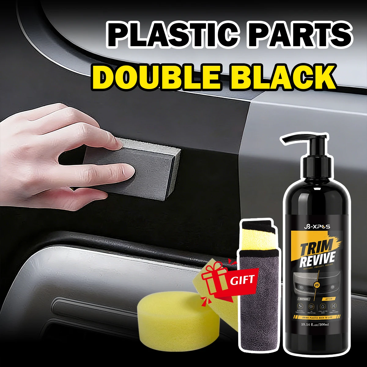 Car Plastic Leather Restorer Gray To Black Matte Finish Waterproof Coating Trim Bumper Dashboard Renew Anti-Fade YT2019