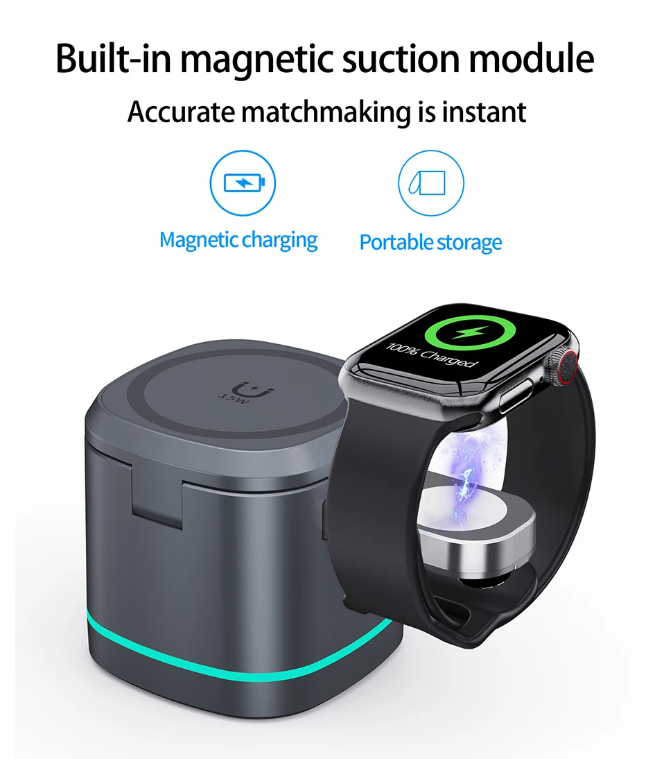 3 in 1 Wireless Charger 15W Quick Charge for iPhone 12 13 14 15 16 ProMax iWatch SE Airpods Pro 3 Wireless Charging Dock Station