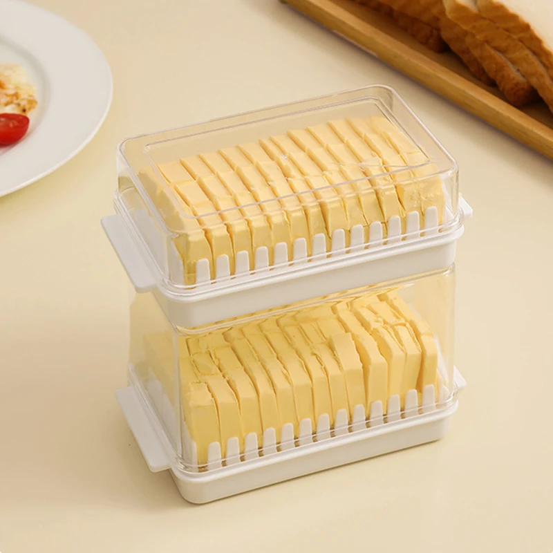 Japanese-style Transparent Cover Butter Divider Cutting Storage Box Butter Cheese Can Be Opened and Washed Refrigerator Crisper