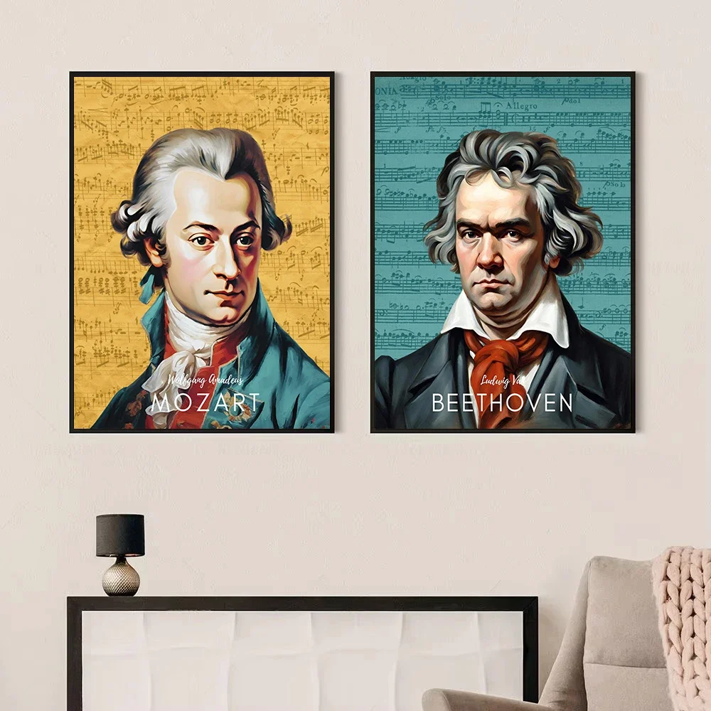 الكلاسيكية الملحن الموسيقار بيتهوفن، موزارت، باخ، شوبان التوضيح المشارك حائط لوح رسم صور ديكور المنزل الفصول الدراسية #2