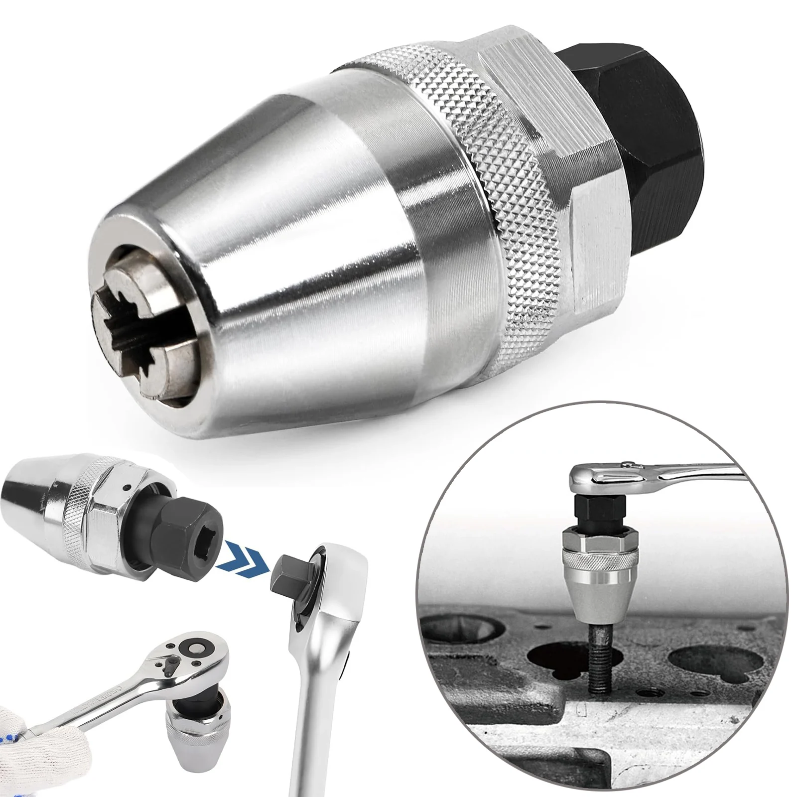 6-13mm Broken Bolt Extractor Set, Metal Damaged Stud Remover Tool for Impact Wrench and Ratchet, Non-Electric Manual Operation