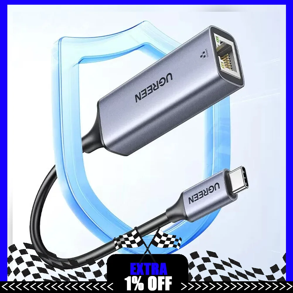 UGREEN CM255 60550 USB-C to Gigabit Ethernet Adapter with USB-C PD Charging Port RJ45 Wired Network Converter