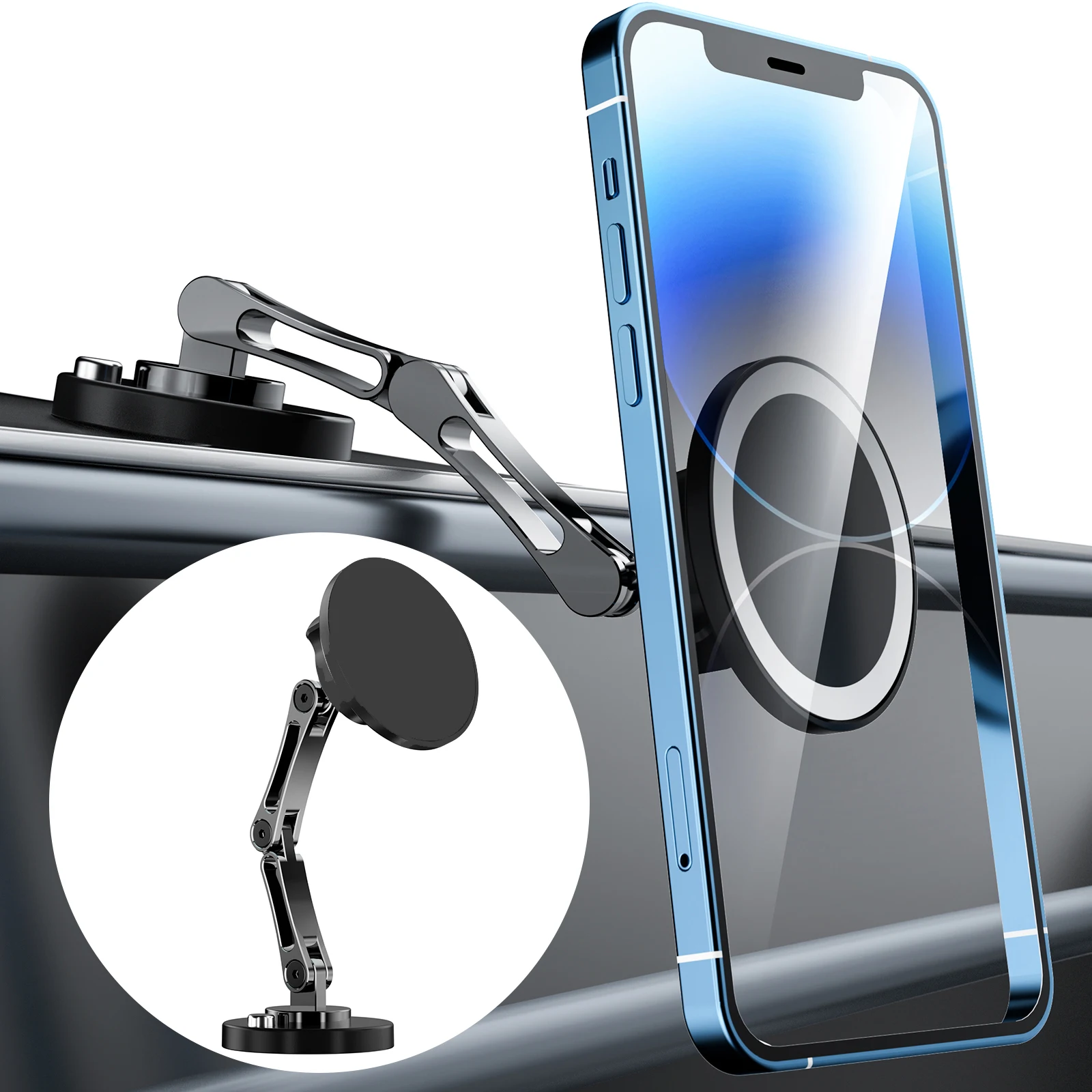 

Foldable Universal Car Magnetic Holder Dashborad Alloy Magnetic Car Mount Smartphone Mobile Bracket For iPhone15 Samsung Xiaomi