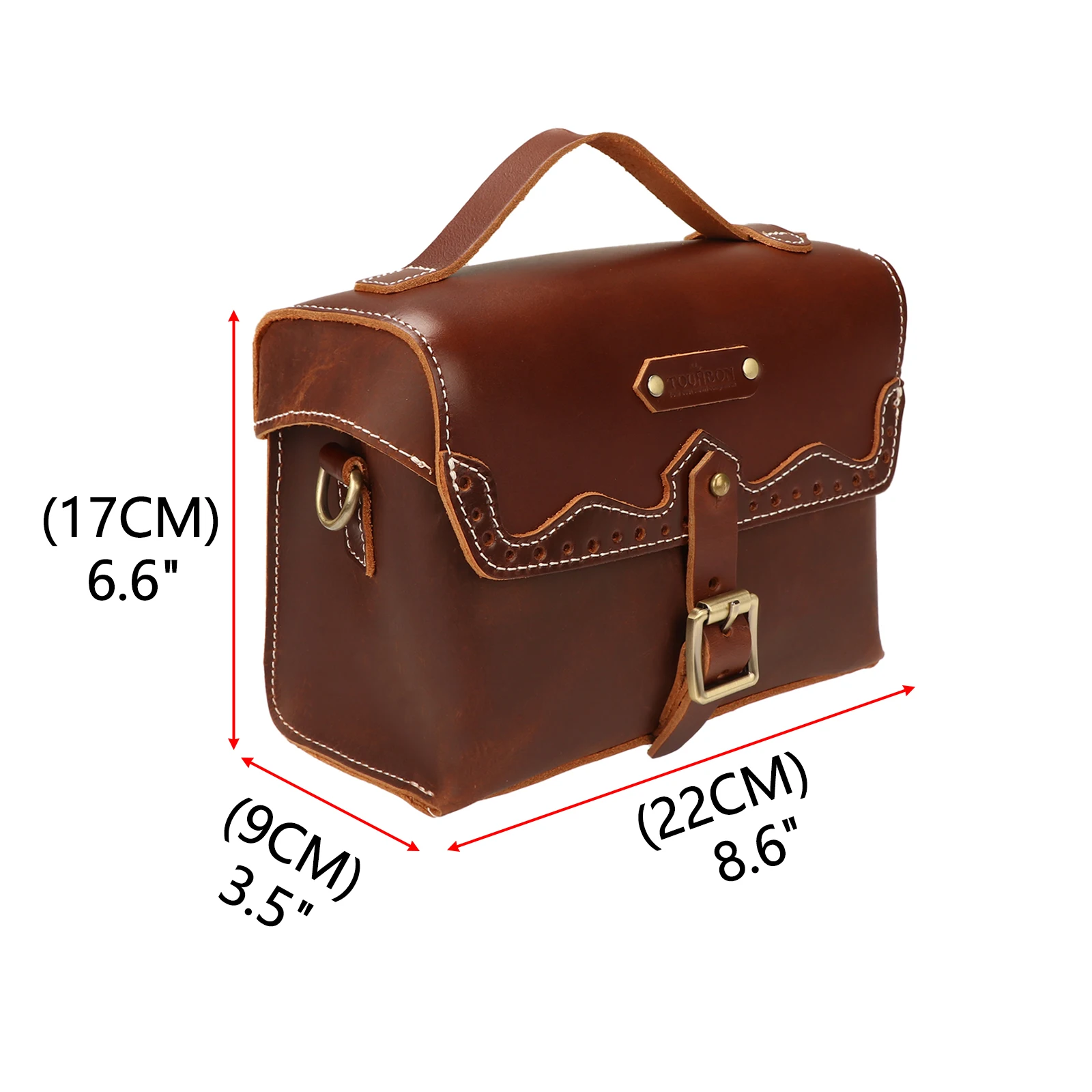 Tourbon Leather Bicycle Top Tube Bag Waterproof Bike Frame Bag Cycling Pannier Multi-function Brown Bike Accessories