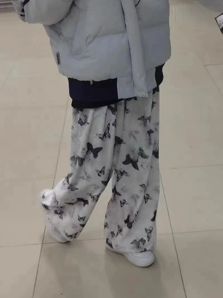 

2025 Casual Pants Women New Butterfly Pattern Chinese Style Summer Fashion Loose High Waist Wide Leg Trousers Female