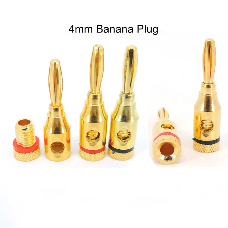 Gold Plated Musical Audio Speaker 4mm Banana Plugs Open Screw Type Connector for Speaker Wire Home Theater M20