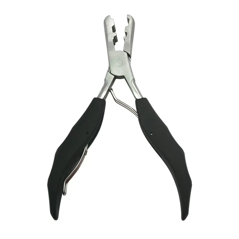 

5.7 inch 2 in 1 Black Handle Plier with Flat Grooves 3mm and 5mm grooves Pre-Bonded Hair Extension Clamp