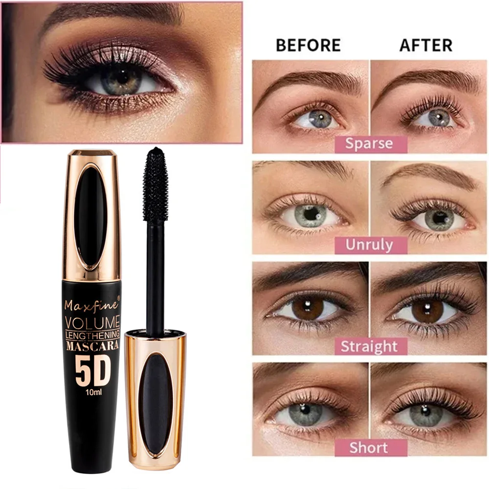 5D-Faser-Mascara, dick, verlängert, langlebig, wasserfest, seidige Wimpern, Schwarz, Braun, Wimpernverlängerung, Make-up, Pro-Augenkosmetik