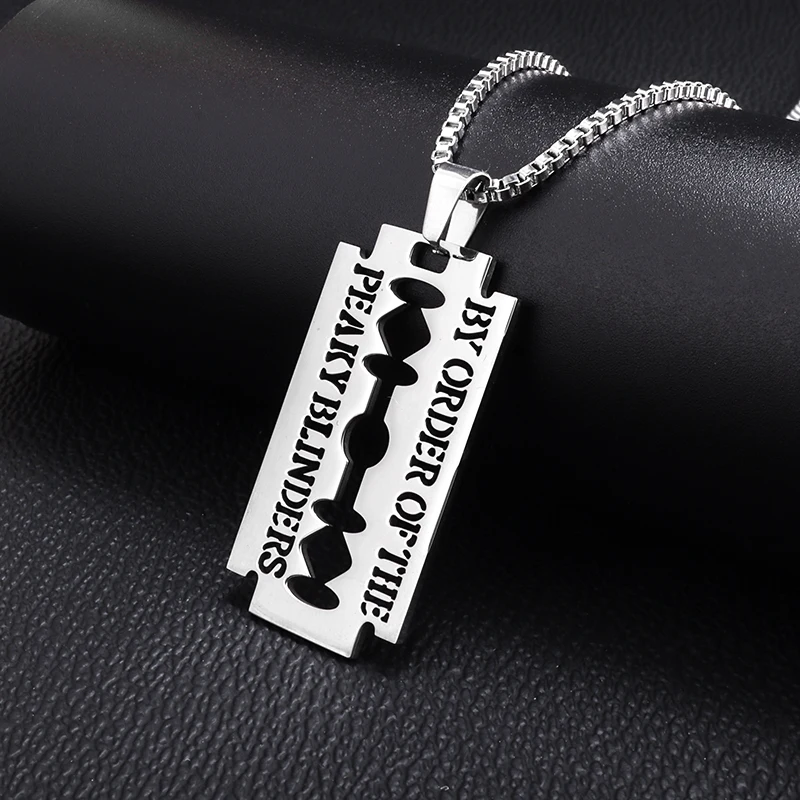 Gangster Password Razor Men Stainless Steel Razor Blade Pendant Necklace Hot Blood Design Fashion Trend Party Wear Jewelry Gift