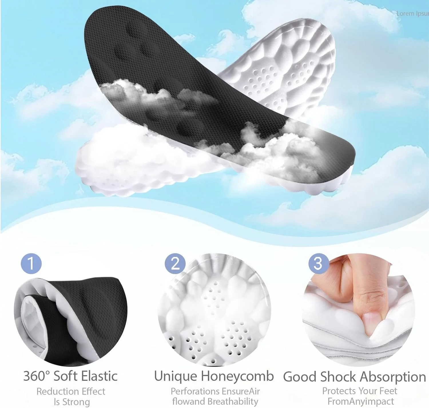 

4D Cloud Memory Foam Insole for Men And Women Super Soft Anti-Fatigue Shock Absorption Foot Pain Relief Shoe Insert