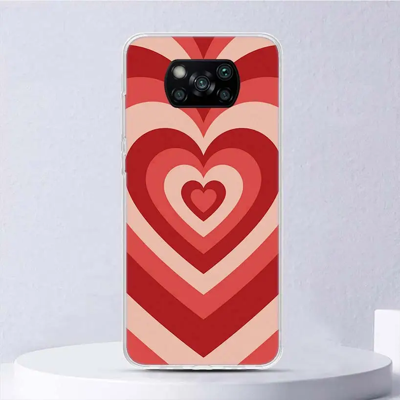 Fashion Purple Heart Swirl Circle Soft Case For Xiaomi Poco X6 X5 X4 X3 Nfc F6 F5 Pro Phone Cover F4 Gt F3 F2 F1 M5S M4 M3 M5 Fu