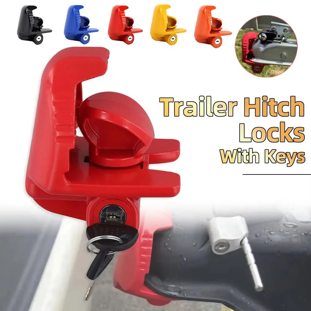 Universal Trailer Security Lock Heavy Duty Red Anti theft trailer hook lock With 2 Keys Security Anti-Theft Lock Device RV
