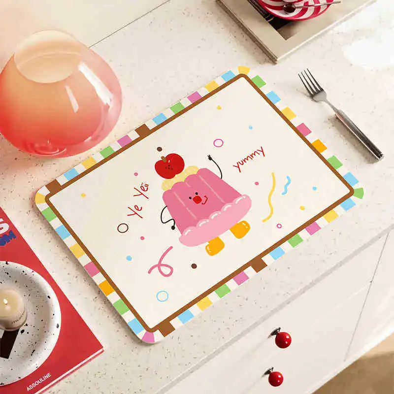 

Cartoon Kitchen Drain Pad with Water Absorbing Diatom Mud Soft Cushion Durable and Easy To Care for Dishes Anti Slip Pad