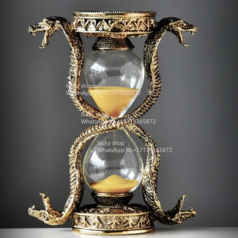 Flame-eating Metal Hourglass 15-minute Timer Snake-shaped Creative Ornament Home Decoration Gift for Men and Girlfriends