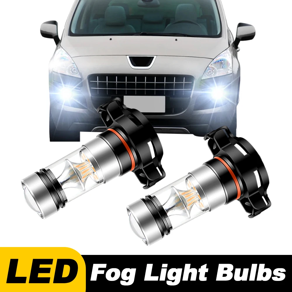 2x LED Car Front Fog Light Lamps 2504 PSX24W 12276 Bulb For Peugeot 3008 MPV 2009 2010 2011 2012 2013 2014 2015 2016 Accessories