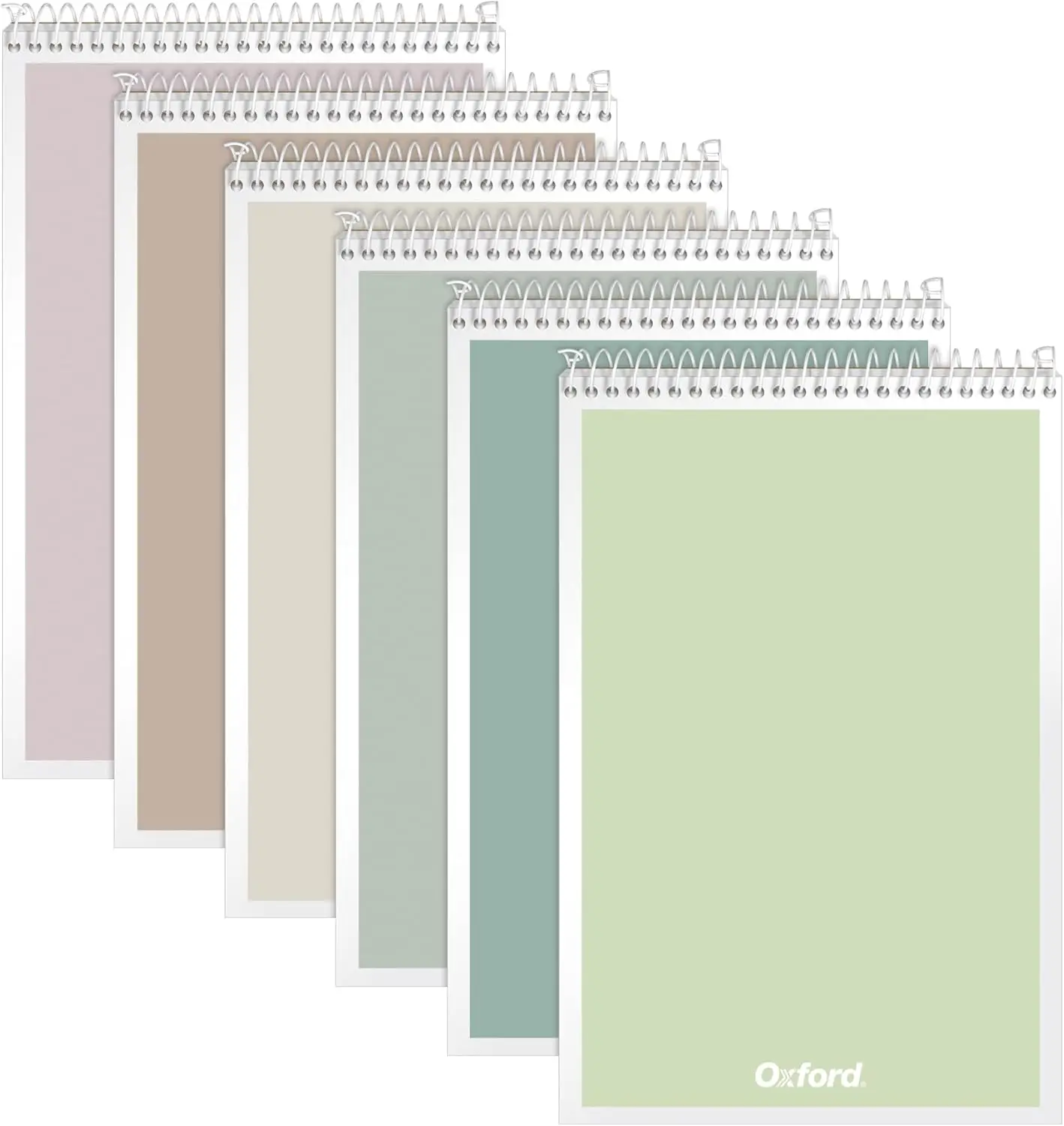 

Блокноты на спирали с верхним креплением, 6x9 дюймов, линовка Gregg для списков, белая бумага, разноцветные нейтральные обложки, 80 листов, 6 штук в упаковке