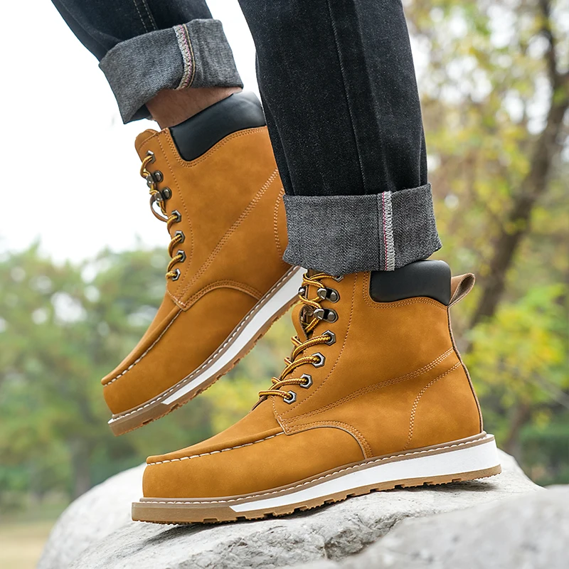 Security Men\'s Fashion Classic Safety Boots Anti Smashing and Anti Piercing Steel Toe Safety Shoes Men Work Waterproof Boots