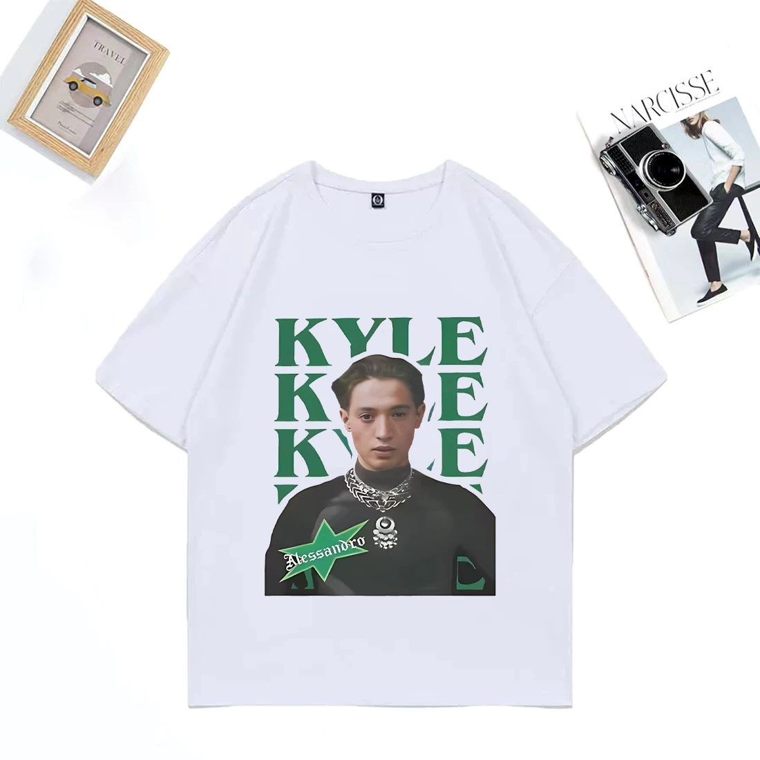 

Arrival Kyle Alessandro print T shirts Men women's Hot Lighter Eurovision Hip Hop Tops Cotton Short Sleeve Oversized streetwear
