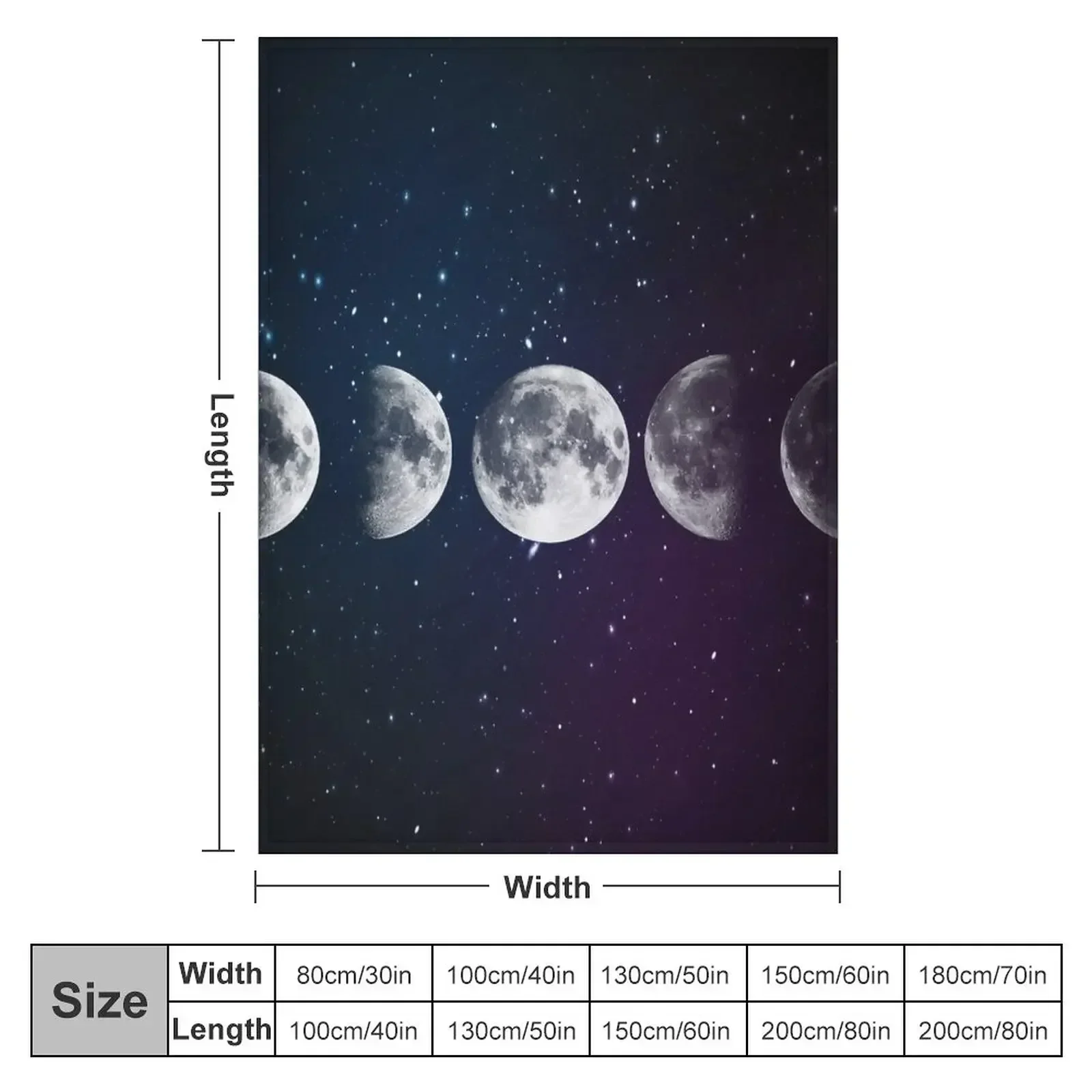 Phases of the Moon Throw Blanket Plush Fashion Sofas Decorative Sofas warm winter Blankets