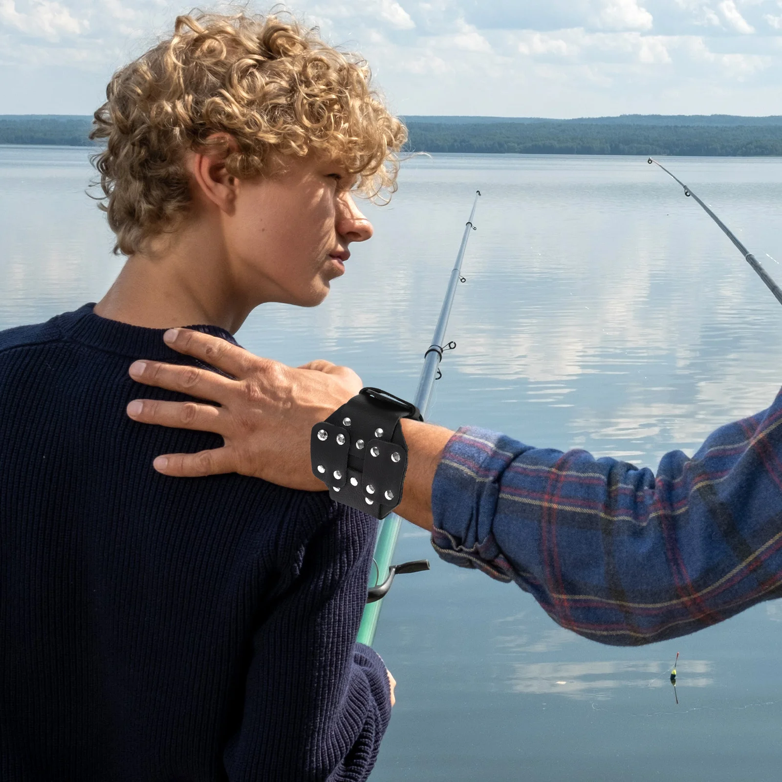 

2Pair Bowfishing Wristband Strong Comfortable Fit with Built-in Steel Plate Contact Easy Carry Use