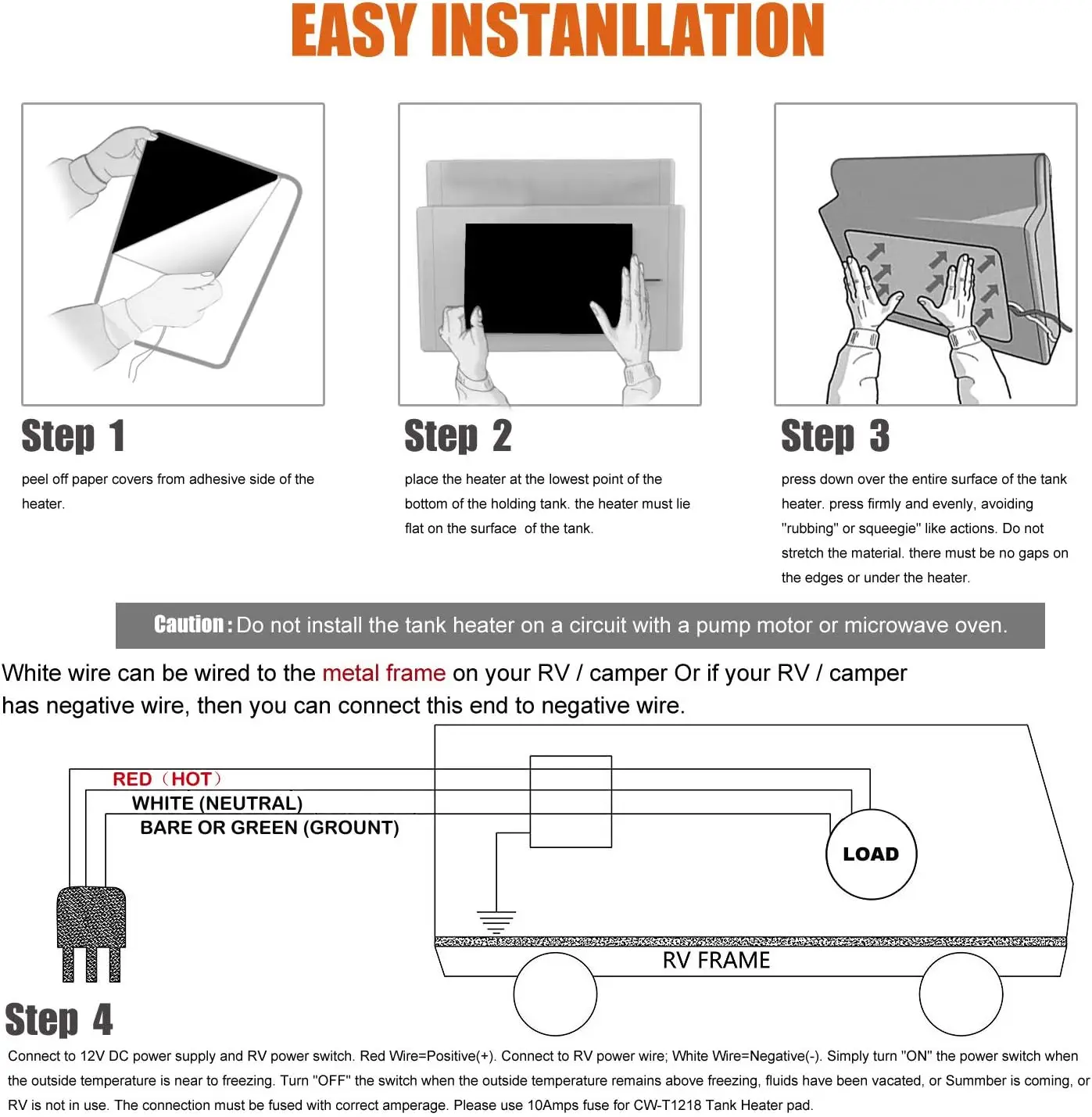 2pcs RV Tank Heater Pad Automatic Thermostat Control Heater Pad For Caravan Motorhome Camper Van RV Accessories 12V 65W