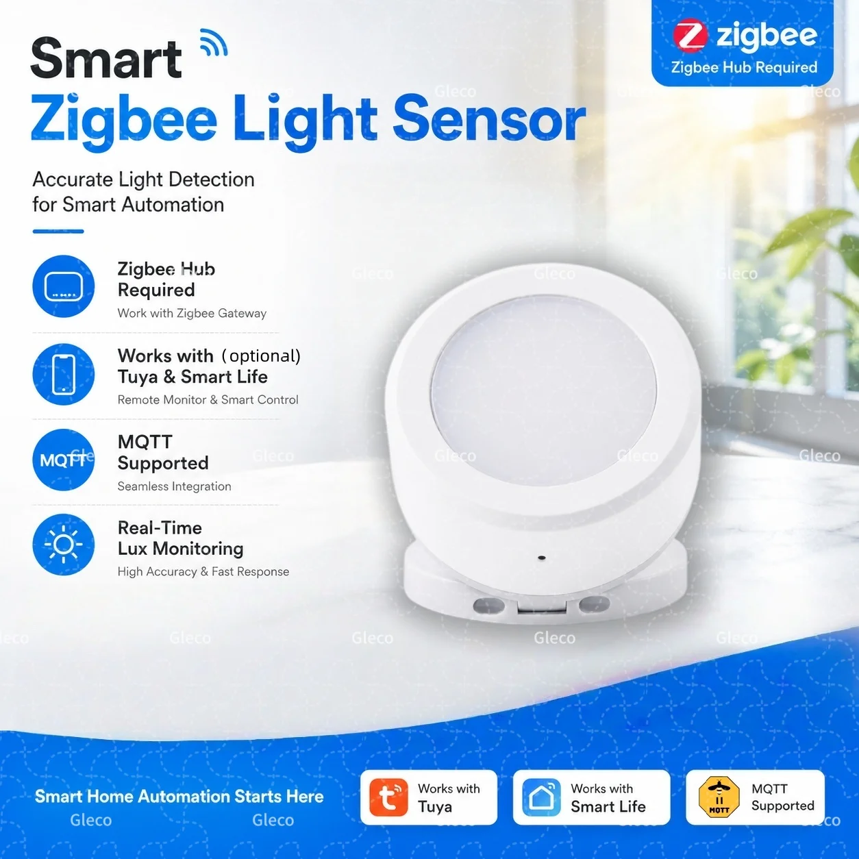 Zigbee Helligkeits-Lichtsensor Smart Home Mini-Beleuchtungsstärkedetektor TUYA Smart Life & Z2M Version Szenenverknüpfung Gateway erforderlich